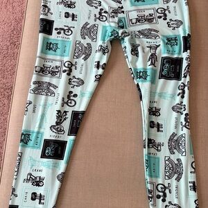 LuLaRoe Leggings with Black and Mint Toy Story Graphic Design